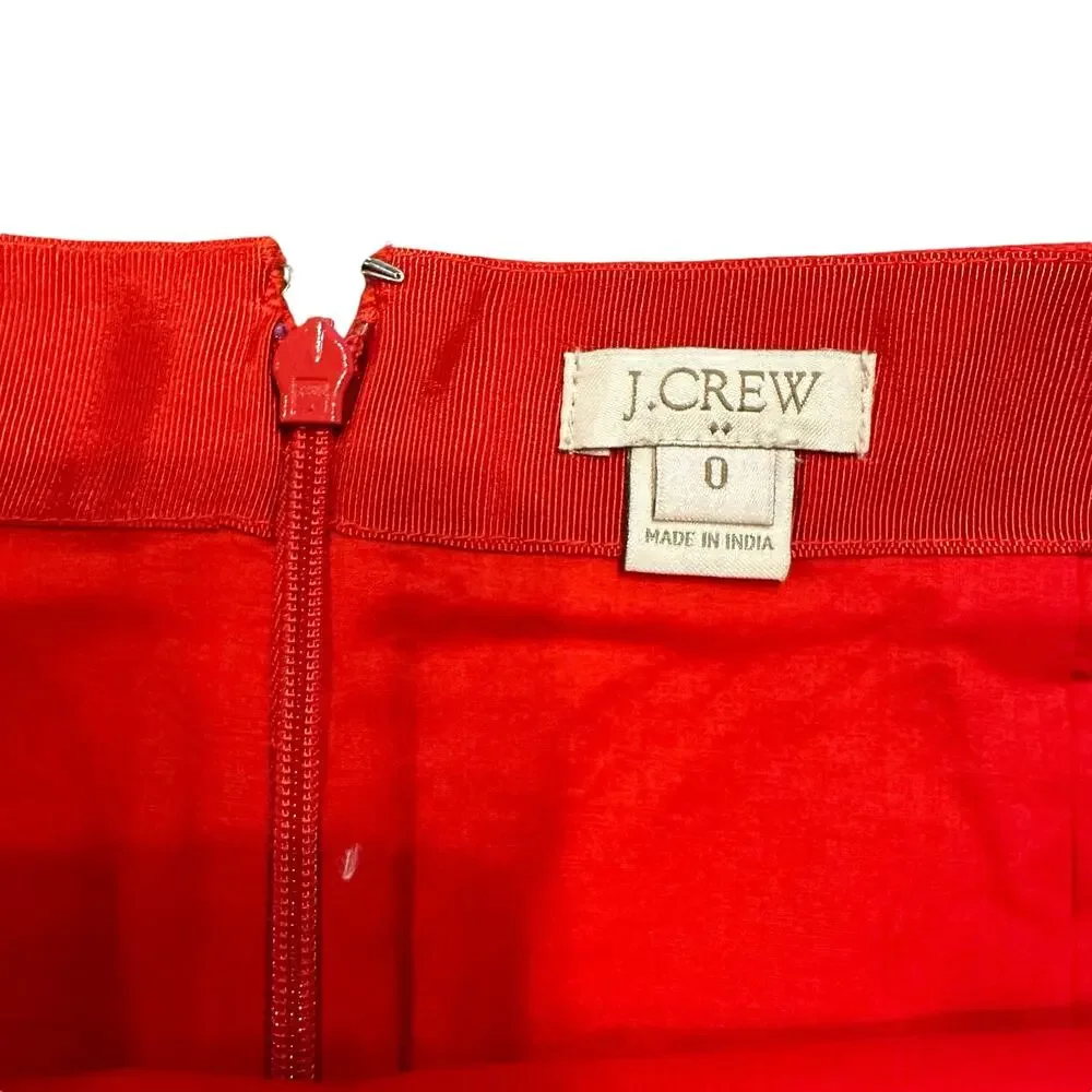 J Crew Womens bright red pique and lace mini skirt Size 0